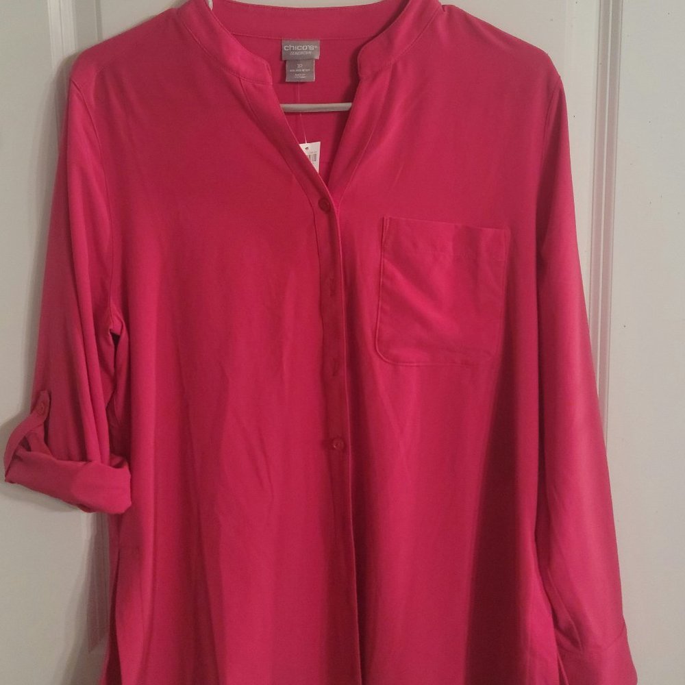 NWT CHICOS zenergy neema blouse ultra pink 1P